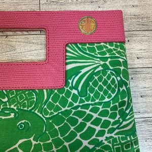 Lilly Pulitzer Koi Fish Cotton & Leather Clutch/Handbag